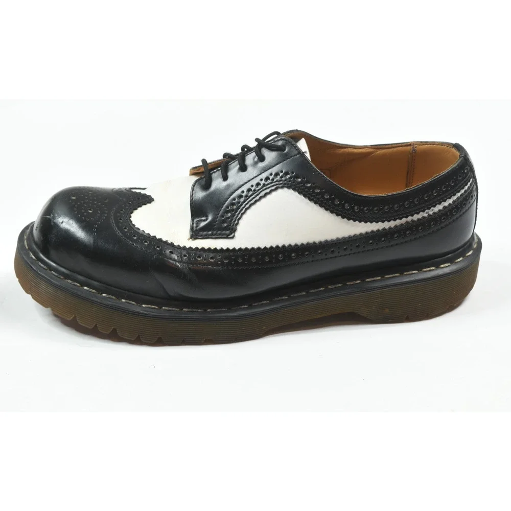 Dr Marten Bex Smooth Leather Brogue Shoes Mens 12 Black White Lace-Up Comfort